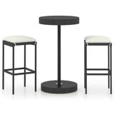 NNEVL 3 Piece Garden Bar Set with Cushions Poly Rattan Black