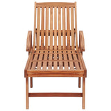 NNEVL Sun Lounger with Taupe Cushion Solid Teak Wood