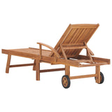 NNEVL Sun Lounger with Taupe Cushion Solid Teak Wood
