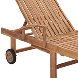 NNEVL Sun Lounger with Taupe Cushion Solid Teak Wood