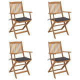 NNEVL Folding Garden Chairs 4 pcs with Cushions Solid Wood Acacia