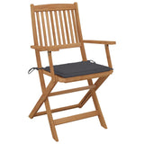 NNEVL Folding Garden Chairs 4 pcs with Cushions Solid Wood Acacia