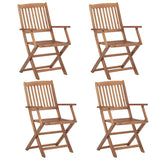 NNEVL Folding Garden Chairs 4 pcs with Cushions Solid Wood Acacia
