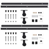 NNEVL Sliding Door Hardware Kits 2 pcs 200 cm Steel Black