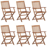 NNEVL Folding Garden Chairs 6 pcs with Cushions Solid Wood Acacia