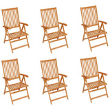 NNEVL Garden Chairs 6 pcs with Black Cushions Solid Teak Wood
