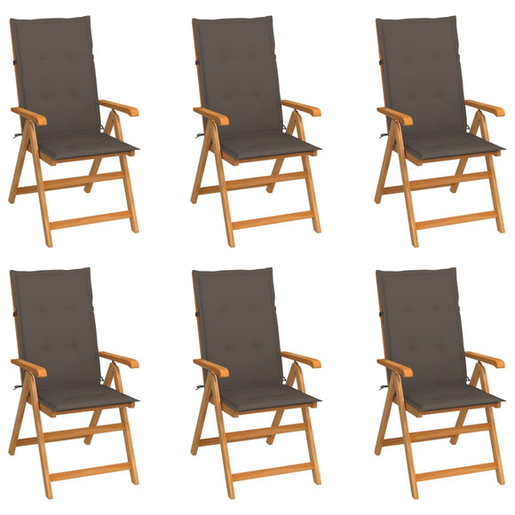 NNEVL Garden Chairs 6 pcs with Taupe Cushions Solid Teak Wood
