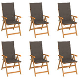 NNEVL Garden Chairs 6 pcs with Taupe Cushions Solid Teak Wood