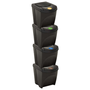 NNEVL Stackable Garbage Bin Boxes 4 pcs Anthracite 100 L Polypropylene