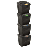 NNEVL Stackable Garbage Bin Boxes 4 pcs Anthracite 100 L Polypropylene