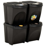 NNEVL Stackable Garbage Bin Boxes 4 pcs Anthracite 100 L Polypropylene