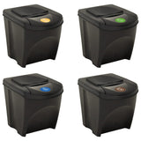 NNEVL Stackable Garbage Bin Boxes 4 pcs Anthracite 100 L Polypropylene