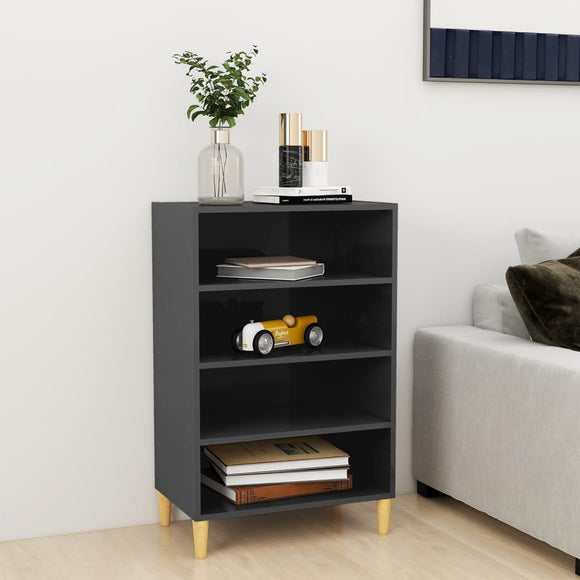 NNEVL Sideboard High Gloss Grey 57x35x90 cm Engineered Wood