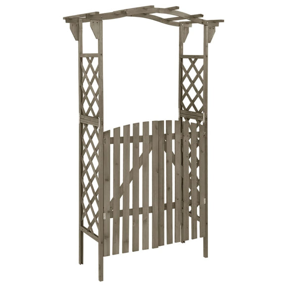 NNEVL Pergola with Gate 116x40x204 cm Grey Solid Firwood