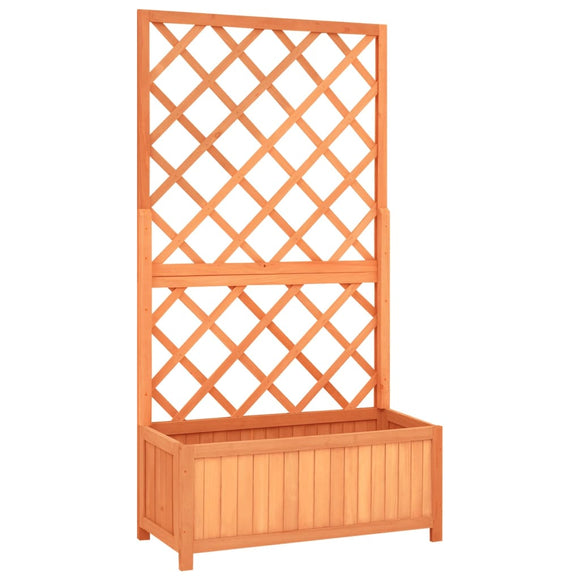 NNEVL Garden Trellis Planter Brown 70x30x135 cm Solid Firwood