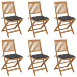 NNEVL Folding Garden Chairs 6 pcs with Cushions Solid Acacia Wood