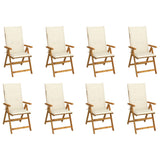 NNEVL Folding Garden Chairs with Cushions 8 pcs Solid Wood Acacia