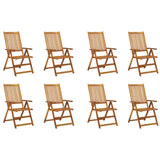 NNEVL Folding Garden Chairs with Cushions 8 pcs Solid Wood Acacia