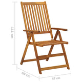 NNEVL Folding Garden Chairs with Cushions 8 pcs Solid Wood Acacia