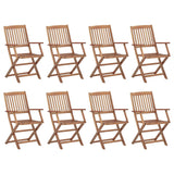NNEVL Folding Outdoor Chairs 8 pcs Solid Wood Acacia