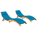 NNEVL Sun Loungers 2 pcs with Cushions Solid Wood Acacia