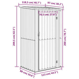NNEVL Garden Shed Anthracite 118.5x97x209.5 cm Galvanised Steel
