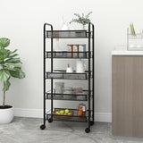 NNEVL 5-Tier Kitchen Trolley Black 46x26x105 cm Iron