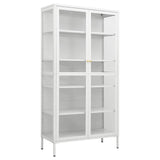 NNEVL Display Cabinet White 90x40x180 cm Steel and Tempered Glass