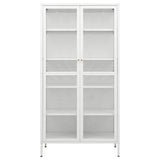 NNEVL Display Cabinet White 90x40x180 cm Steel and Tempered Glass