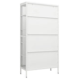 NNEVL Display Cabinet White 90x40x180 cm Steel and Tempered Glass