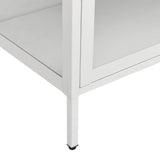 NNEVL Display Cabinet White 90x40x180 cm Steel and Tempered Glass
