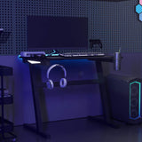 NNEVL Gaming Desk LED with Z Shape Legs Black 90x60x75 cm