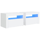 NNEVL Bedside Cabinets 2 pcs with LEDs White 60x35x40 cm