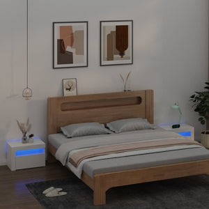 NNEVL Bedside Cabinets 2 pcs with LEDs White 60x35x40 cm