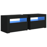 NNEVL Bedside Cabinets 2 pcs with LEDs Black 60x35x40 cm