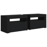 NNEVL Bedside Cabinets 2 pcs with LEDs Black 60x35x40 cm