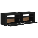 NNEVL Bedside Cabinets 2 pcs with LEDs Black 60x35x40 cm
