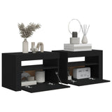 NNEVL Bedside Cabinets 2 pcs with LEDs Black 60x35x40 cm