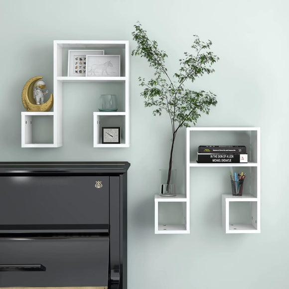 NNEVL Wall Shelves 2 pcs High Gloss White 50x15x50 cm Engineered Wood