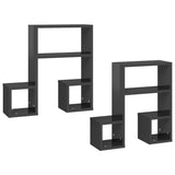 NNEVL Wall Shelves 2 pcs High Gloss Grey 50x15x50 cm Engineered Wood