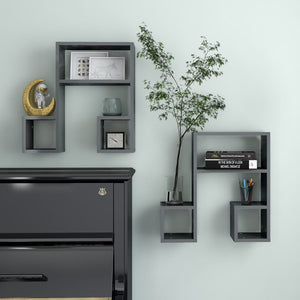 NNEVL Wall Shelves 2 pcs High Gloss Grey 50x15x50 cm Engineered Wood