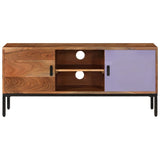 NNEVL TV Cabinet Honey Brown and Grey 110x30x50 cm Solid Wood Acacia