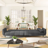 NNEVL 2-Seater Sofa Bed with Two Pillows Dark Grey Velvet
