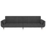 NNEVL 2-Seater Sofa Bed with Two Pillows Dark Grey Velvet