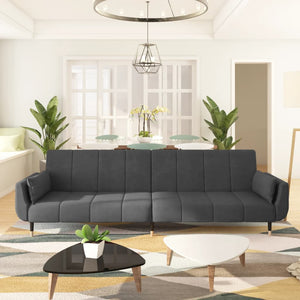NNEVL 2-Seater Sofa Bed with Two Pillows Dark Grey Velvet