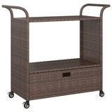 NNEVL Bar Cart with Drawer Brown 100x45x97 cm Poly Rattan