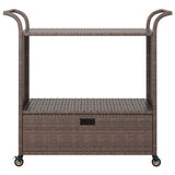 NNEVL Bar Cart with Drawer Brown 100x45x97 cm Poly Rattan