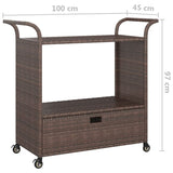 NNEVL Bar Cart with Drawer Brown 100x45x97 cm Poly Rattan