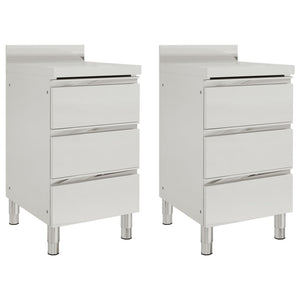 NNEVL Commercial Kitchen Cabinets with 3 Drawers 2 pcs Stainless Steel