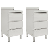 NNEVL Commercial Kitchen Cabinets with 3 Drawers 2 pcs Stainless Steel